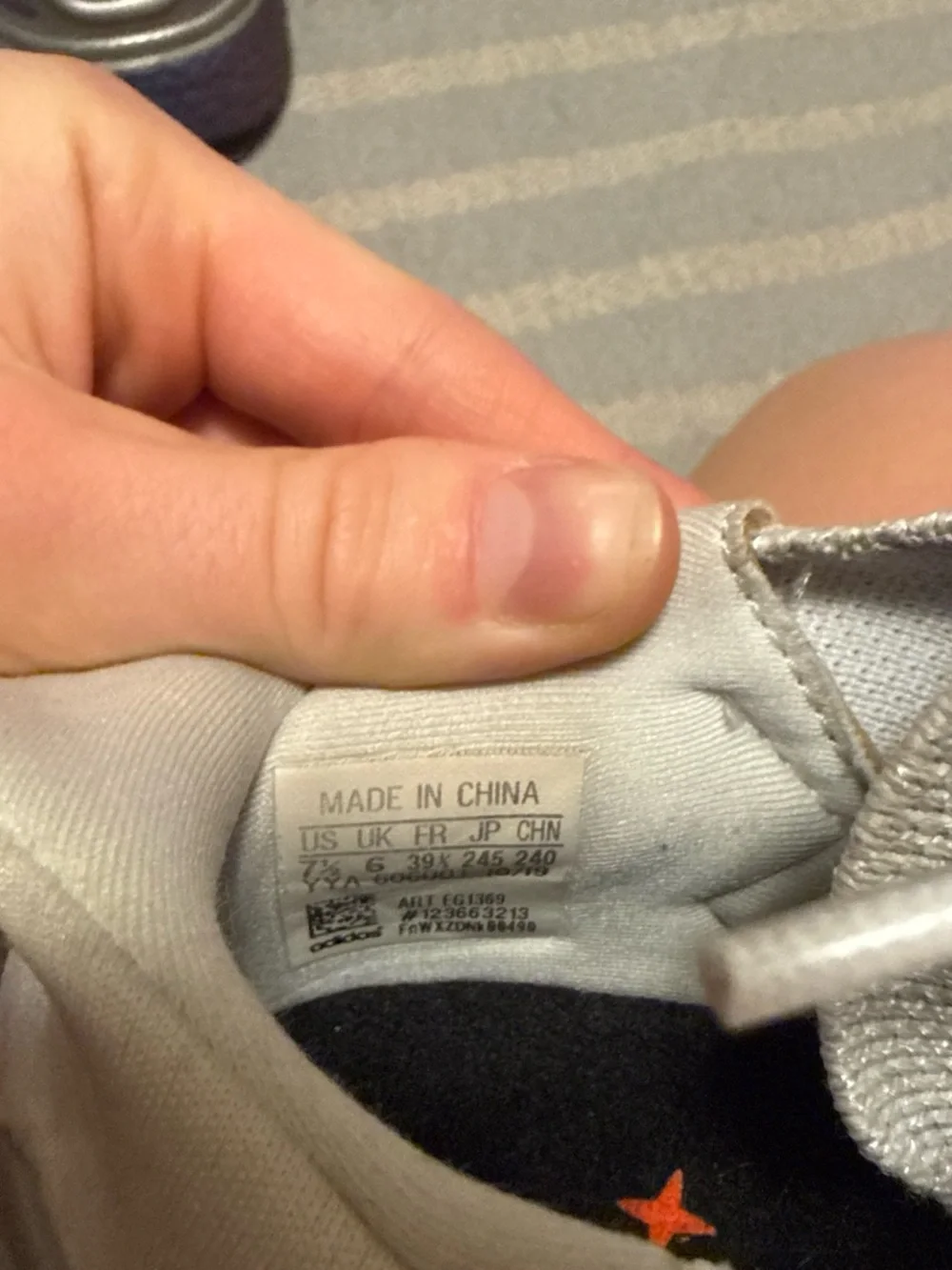 adidas Women’s Light Gray Knit Sneakers with Purple Midsole